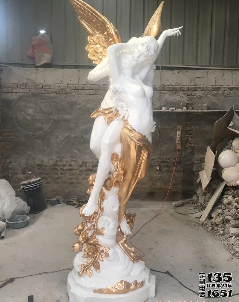 歐式花園玻璃鋼親吻的西方愛(ài)神雕塑 歐式花園玻璃鋼親吻的西方愛(ài)神雕塑