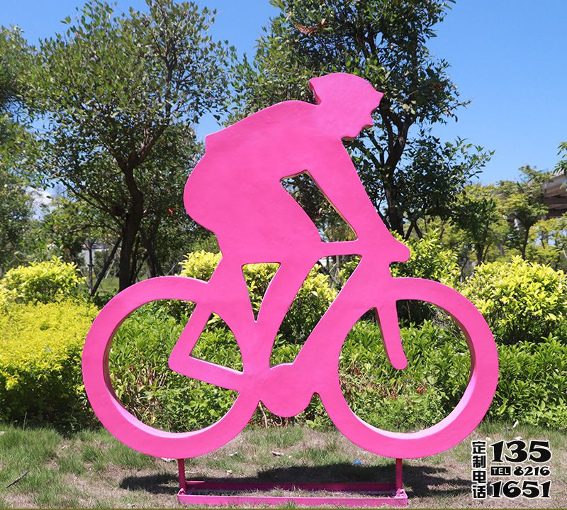 公園景觀(guān)玻璃鋼抽象騎自行車(chē)雕塑 公園景觀(guān)玻璃鋼抽象騎自行車(chē)雕塑